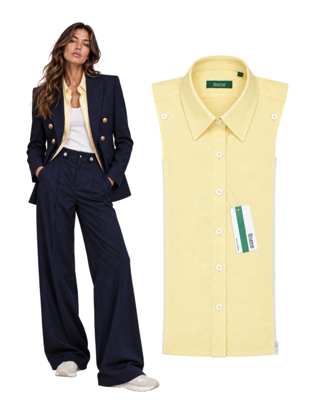 BRUNNE Button Down Shirt Dickey Compatible with Veronica Beard Blazer Sz 00-14